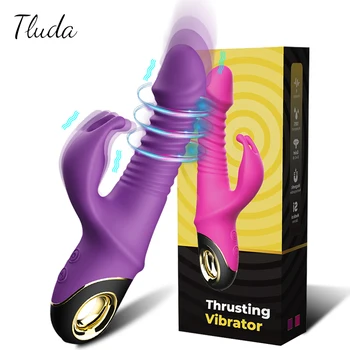 Vibrator Dorong Kelinci 2022 Stimulator Klitoris G-Spot Teleskopik Otomatis Mainan Seks Masturbasi Wanita untuk Wanita Dewasa